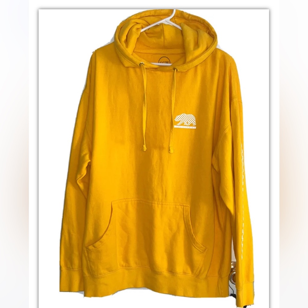 SCW California HOODIE Adult XL BRIGHT YELLOW White Bear Logo  Kangaroo pckts c